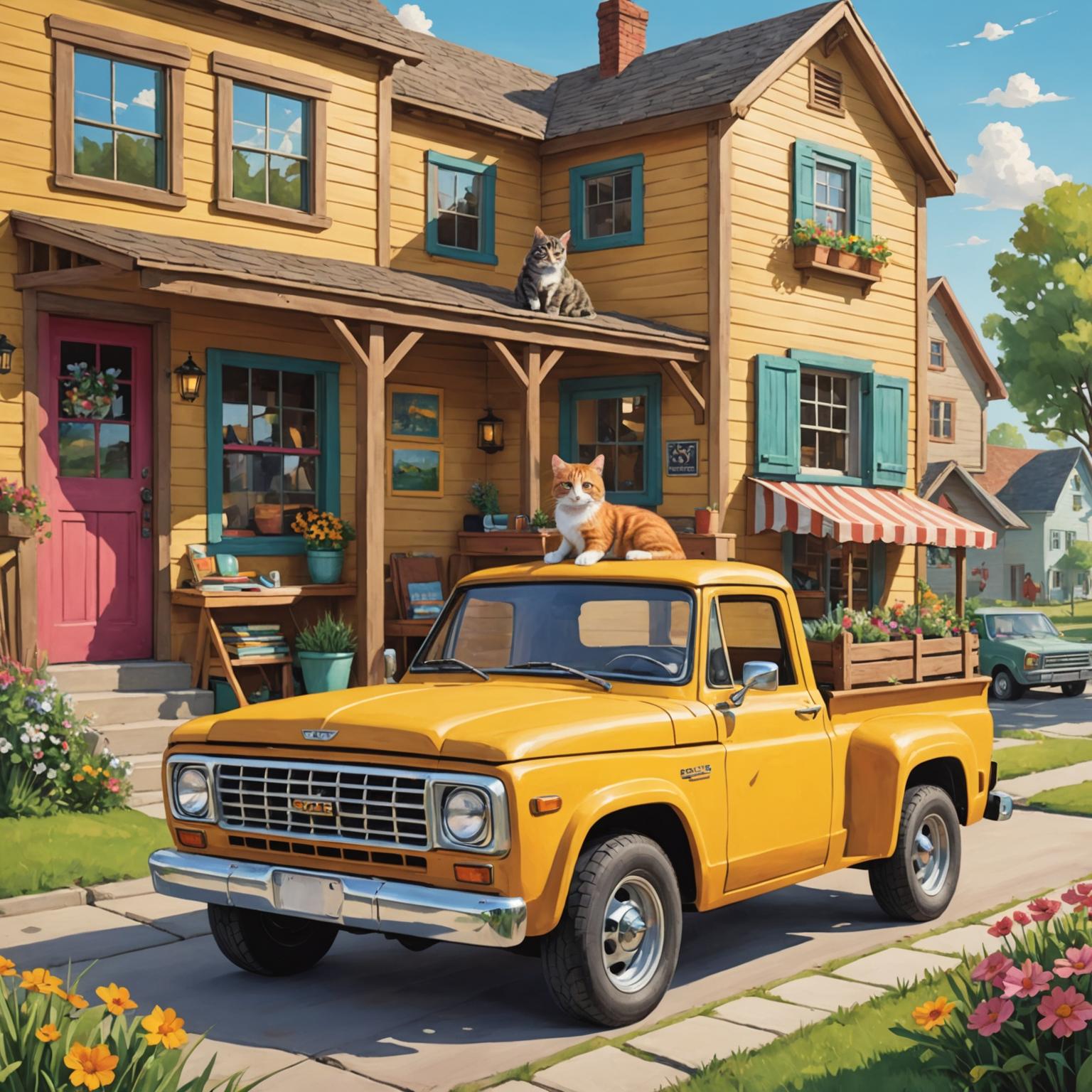 شاحنة بيك آب قطط