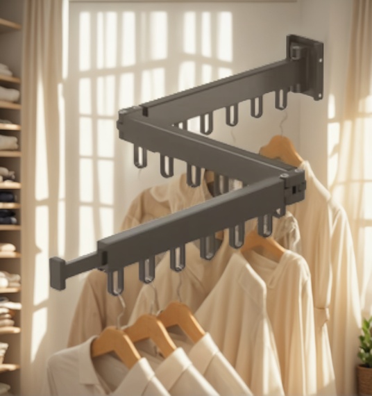 retractable clothes rack folding clothes rack space-saving clothes rack